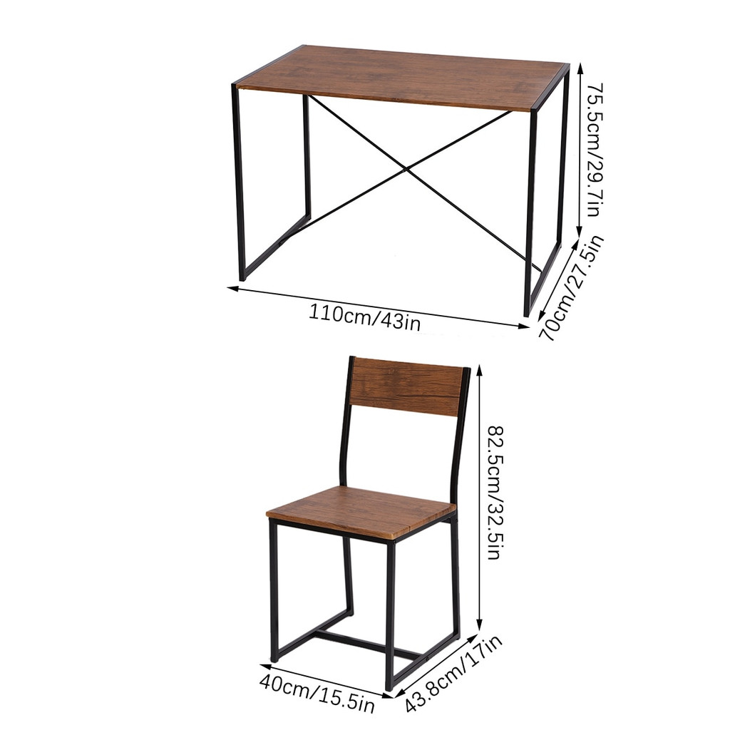 Dimensions of table and chair in cm and inches